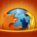 Red and orange banner with the firefox logo in the centre and words firefox watermark on the background