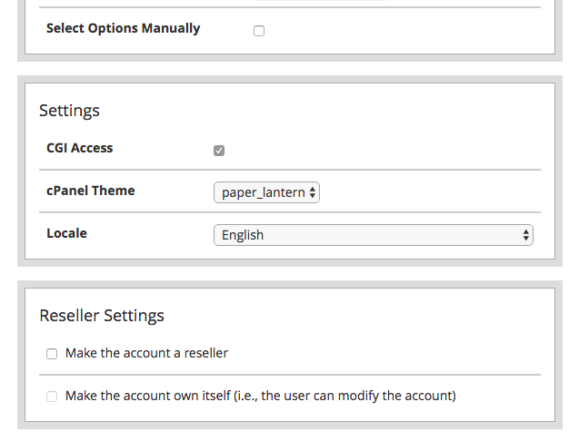 cpanel account settings setup